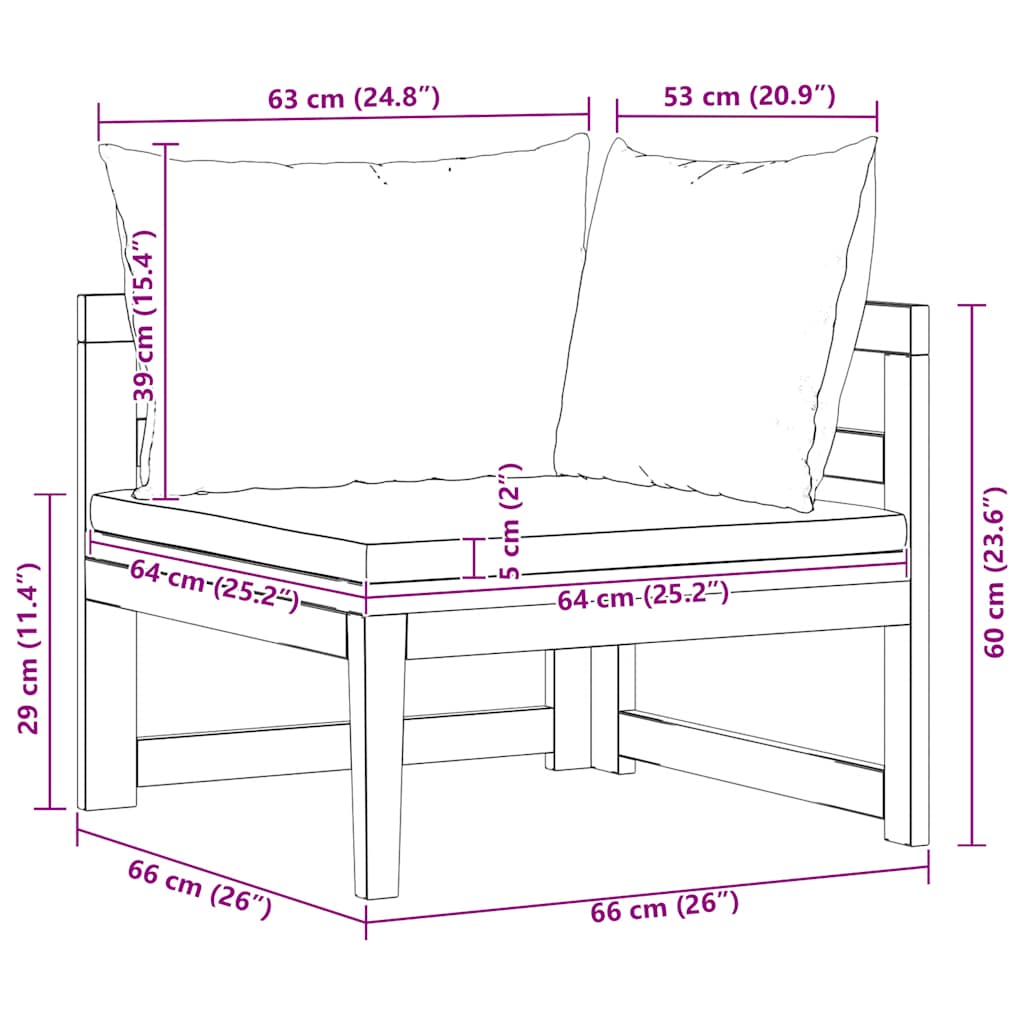 Ecksofa mit Cremeweißen Kissen Massivholz Akazie