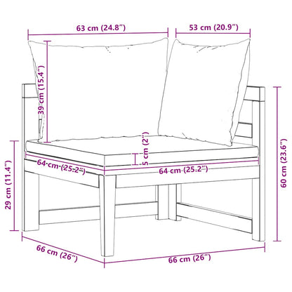 Ecksofa mit Cremeweißen Kissen Massivholz Akazie