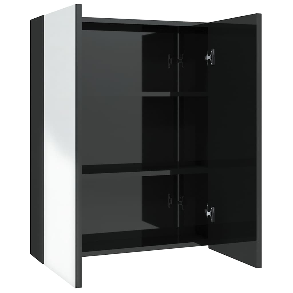 Bad-Spiegelschrank 60x15x75 cm MDF Glänzendes Schwarz