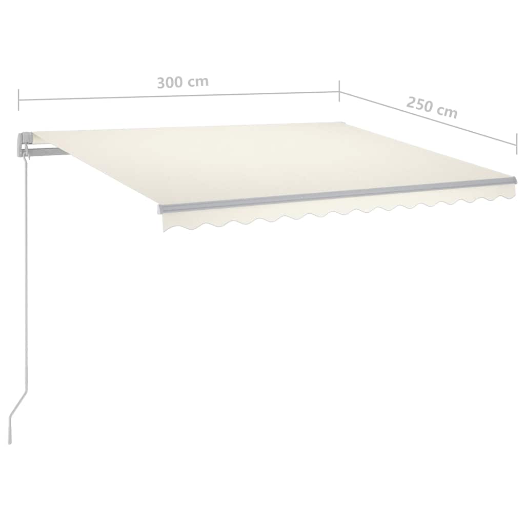 Markise Manuell Einziehbar mit LED 300x250 cm Creme