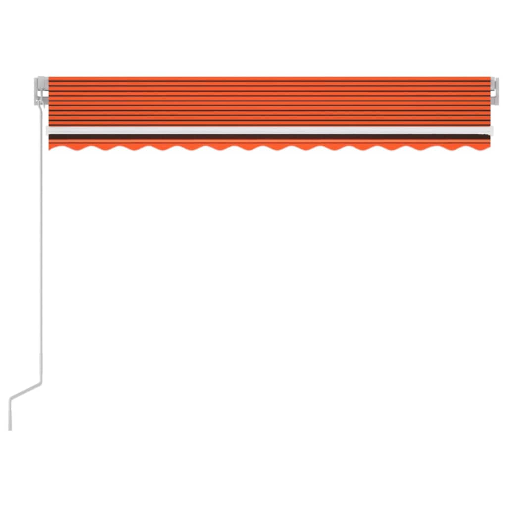 Markise Manuell Einziehbar mit LED 350x250 cm Orange Braun