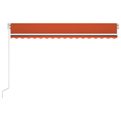 Markise Manuell Einziehbar mit LED 450x300 cm Orange und Braun