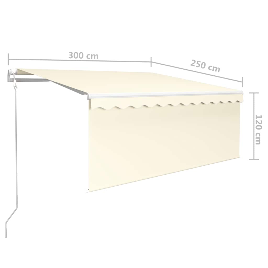 Markise Automatisch Einziehbar mit Volant 3x2,5 m Creme
