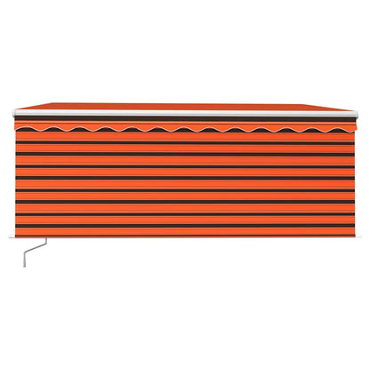 Markise Manuell Einziehbar mit Rollo LED 3,5x2,5 m Orange Braun