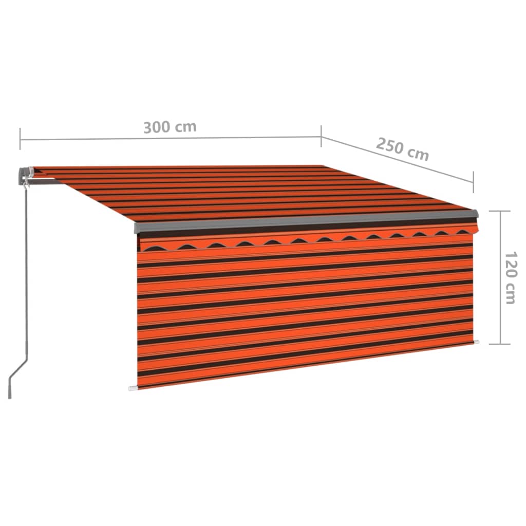 Markise Manuell Einziehbar mit Rollo 3x2,5 m Orange & Braun