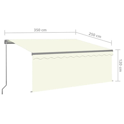 Markise Manuell Einziehbar mit Rollo LED 3,5x2,5 m Creme