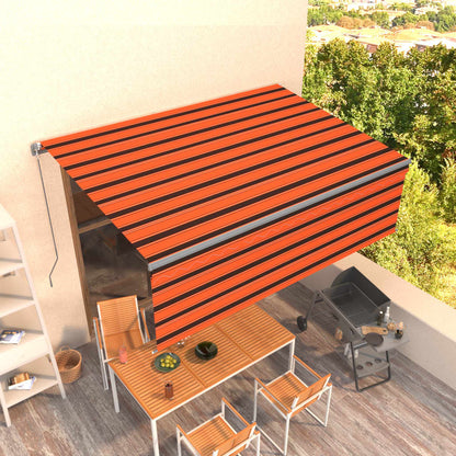 Markise Manuell Einziehbar mit Rollo 4x3 m Orange & Braun