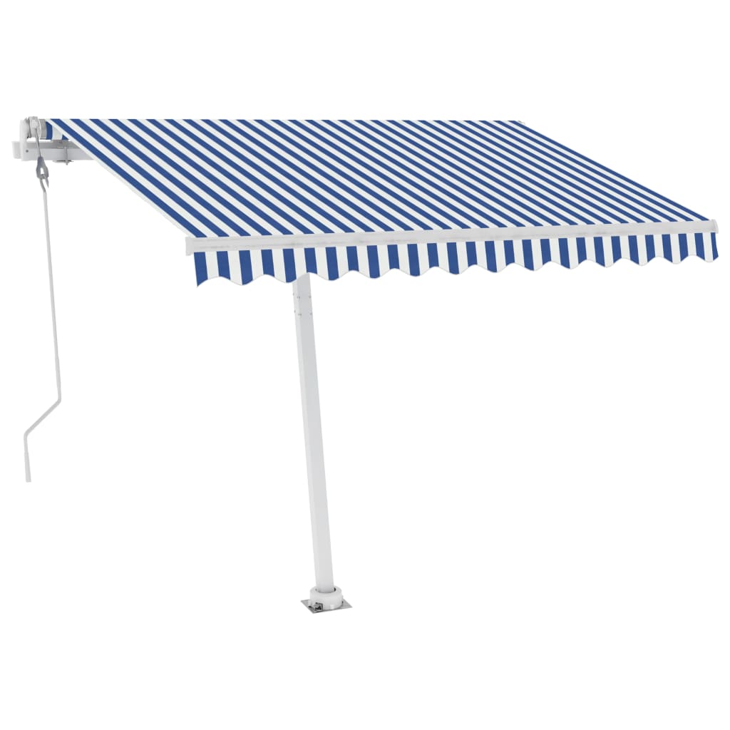 Markise Automatisch mit LED & Windsensor 300x250 cm Blau Weiß