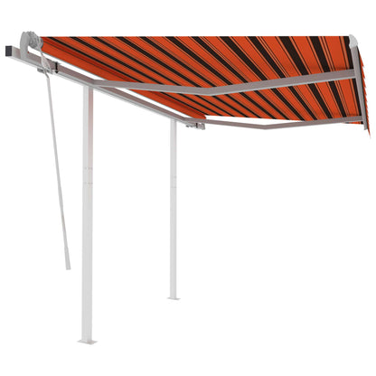 Markise Manuell Einziehbar mit Pfosten 3,5x2,5 m Orange & Braun