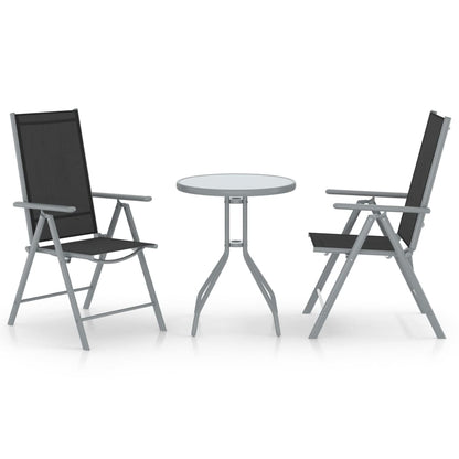 3-tlg. Bistro-Set Aluminium und Textilene Silbern