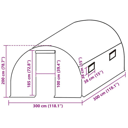 Ersatzabdeckung für Gewächshaus (9 m²) 300x300x200 cm Grün