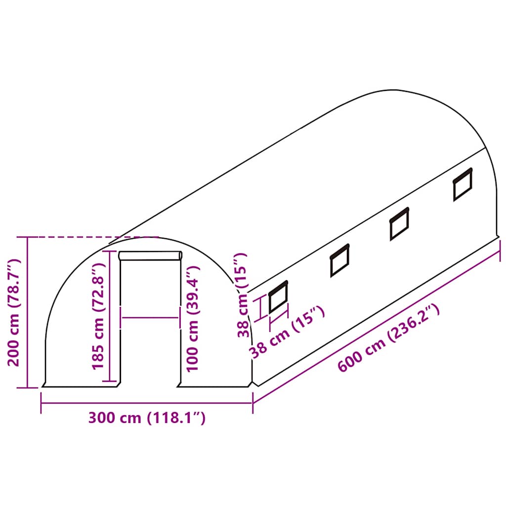 Ersatzabdeckung für Gewächshaus (18 m²) 3x6x2 m Transparent