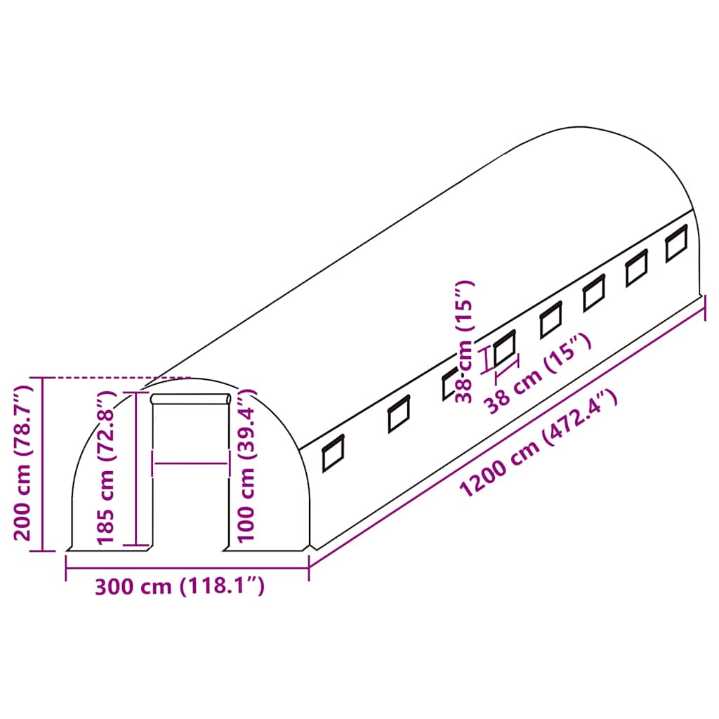 Ersatzabdeckung für Gewächshaus (36 m²) 3x12x2 m Transparent