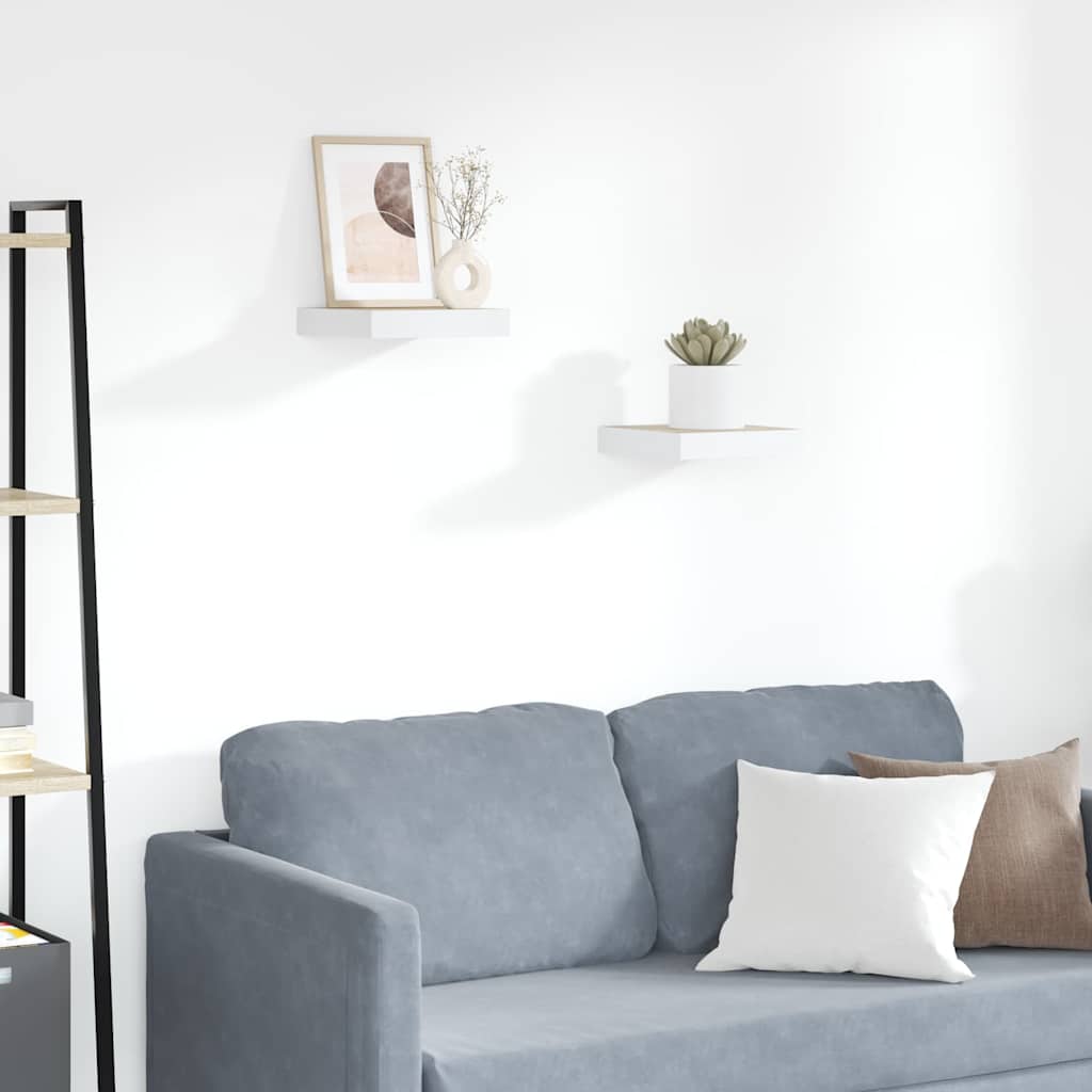 Schweberegale 2 Stk. Eichen-Optik und Weiß 23x23,5x3,8 cm MDF