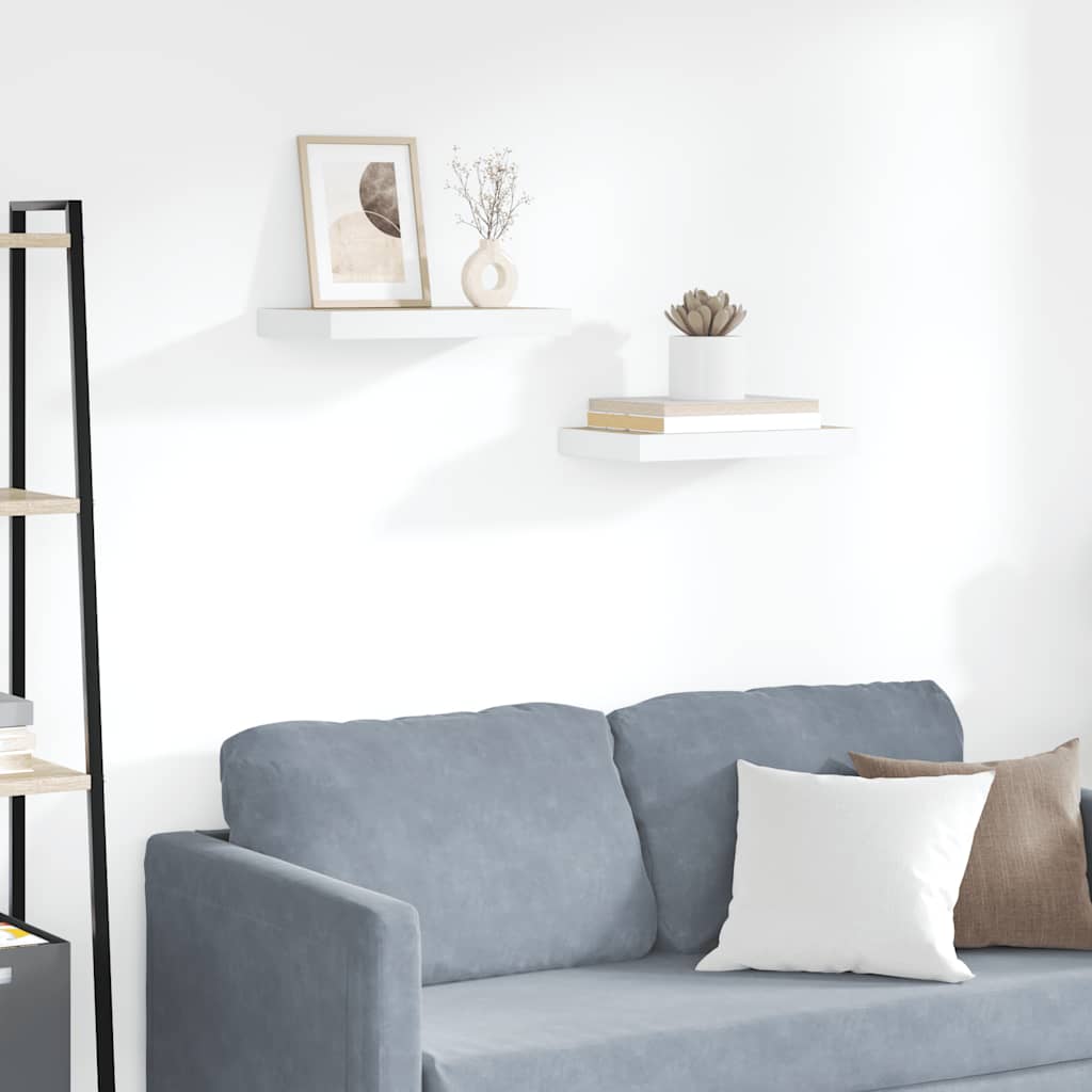 Schweberegale 2 Stk. Eichen-Optik und Weiß 40x23x3,8 cm MDF