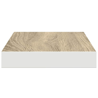 Schweberegale 2 Stk. Eichen-Optik und Weiß 50x23x3,8 cm MDF