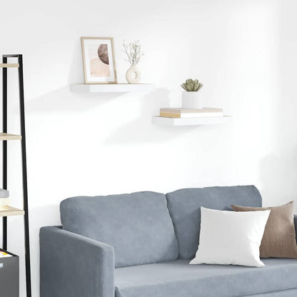 Schweberegale 2 Stk. Eichen-Optik und Weiß 50x23x3,8 cm MDF