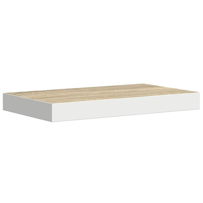 Schweberegale 4 Stk. Eichen-Optik und Weiß 50x23x3,8 cm MDF