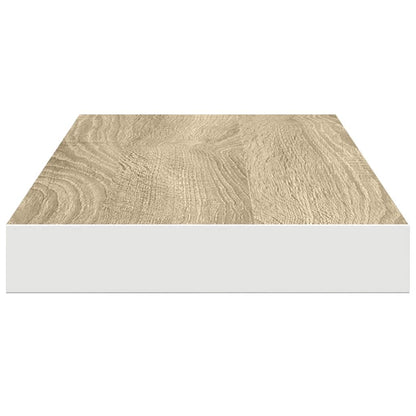 Schweberegale 2 Stk. Eichen-Optik und Weiß 60x23,5x3,8 cm MDF