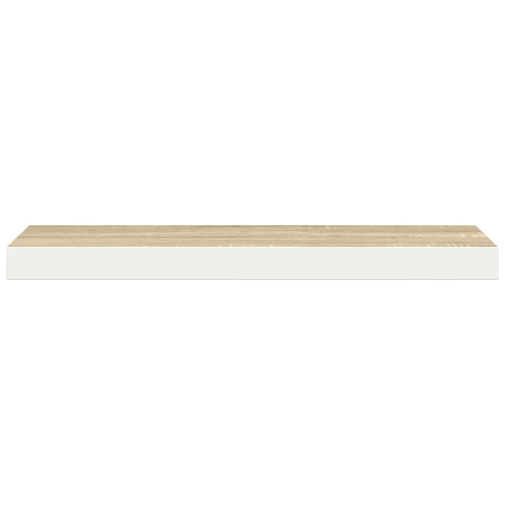 Schweberegale 2 Stk. Eichen-Optik und Weiß 120x23,5x3,8 cm MDF