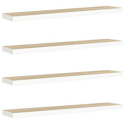 Schweberegale 4 Stk. Eichen-Optik und Weiß 120x23,5x3,8 cm MDF