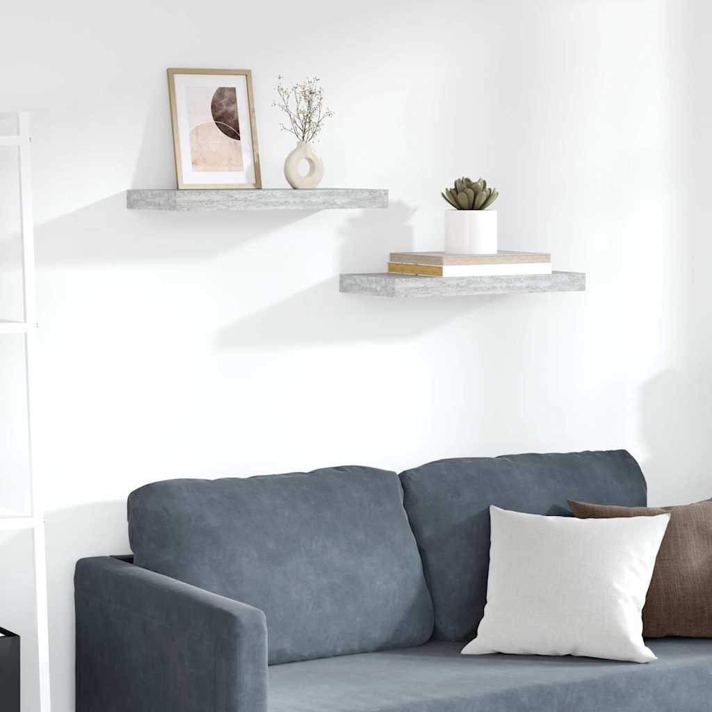 Schweberegale 2 Stk. Betongrau 50x23x3,8 cm MDF