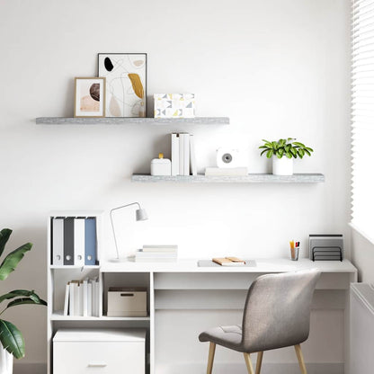 Schweberegale 2 Stk. Betongrau 120x23,5x3,8 cm MDF