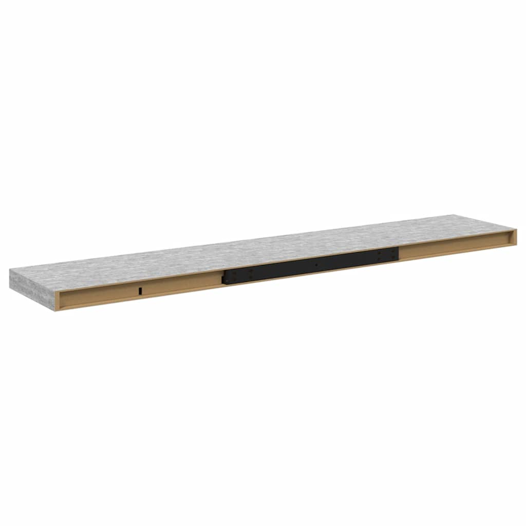 Schweberegale 2 Stk. Betongrau 120x23,5x3,8 cm MDF