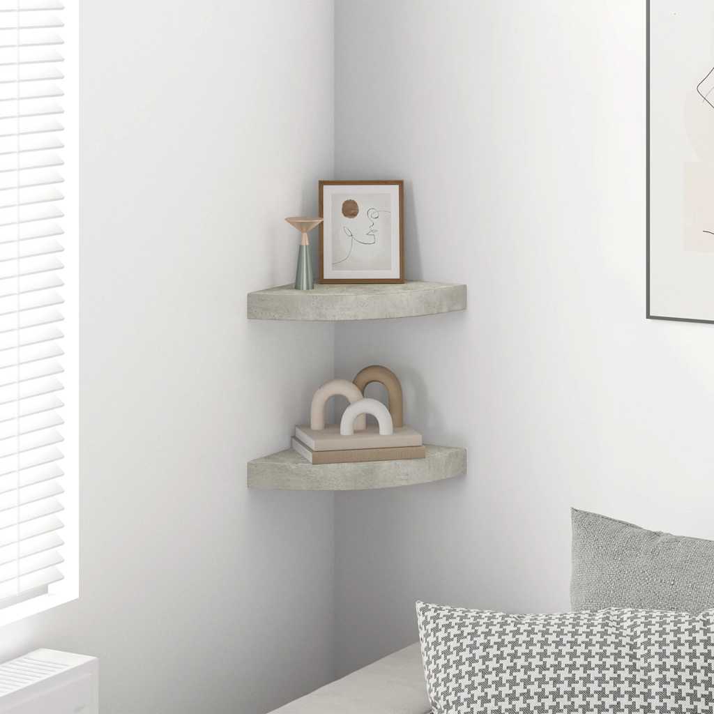 Eck-Schweberegale 2 Stk. Betongrau 25x25x3,8 cm MDF