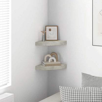 Eck-Schweberegale 2 Stk. Betongrau 25x25x3,8 cm MDF