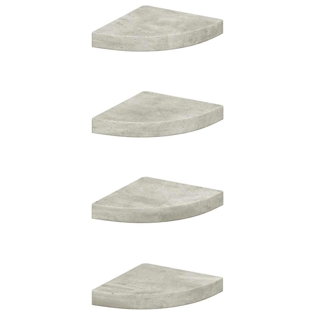 Eck-Schweberegale 4 Stk. Betongrau 25x25x3,8 cm MDF