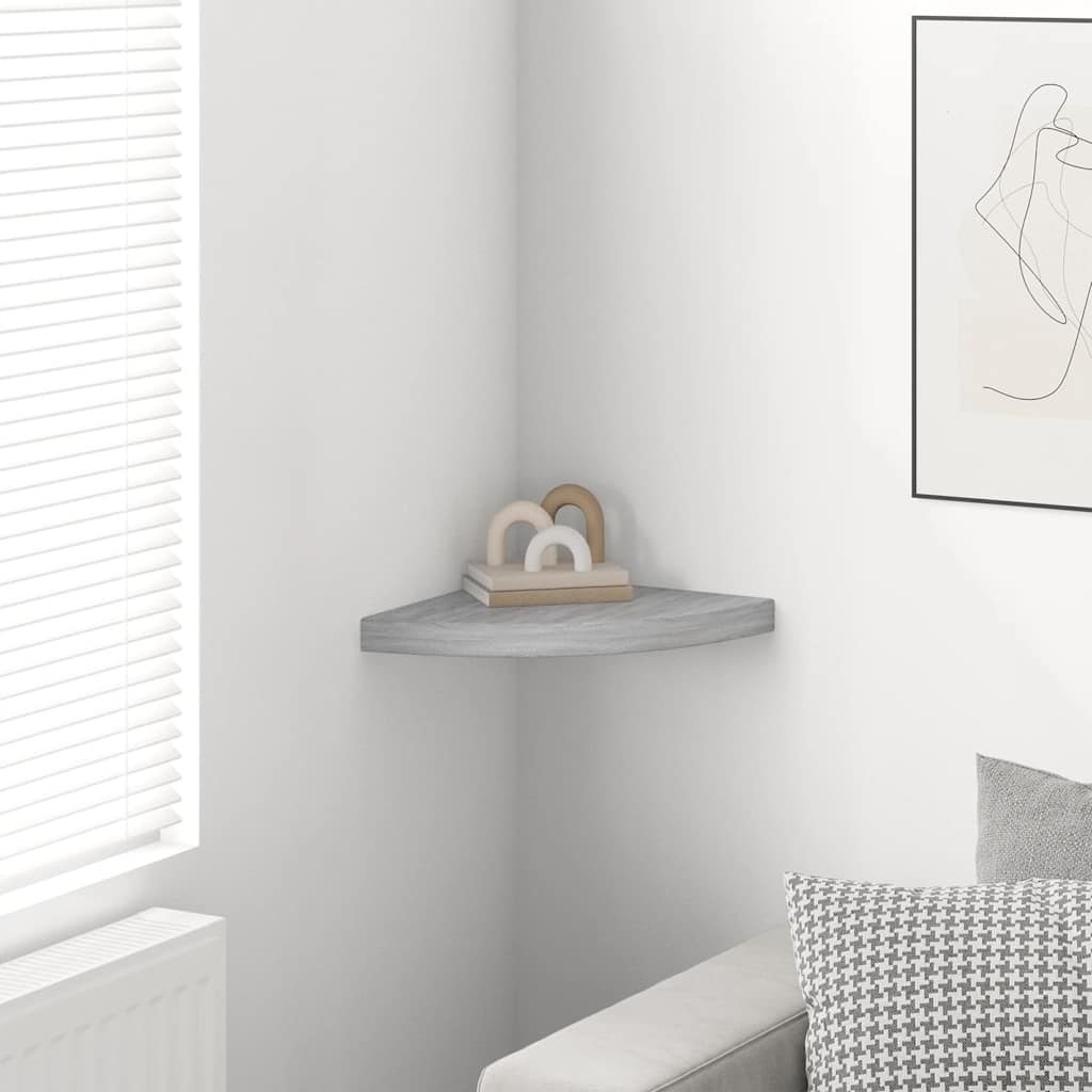 Eck-Schweberegal Betongrau 35x35x3,8 cm MDF