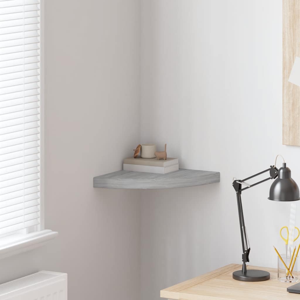 Eck-Schweberegal Betongrau 35x35x3,8 cm MDF