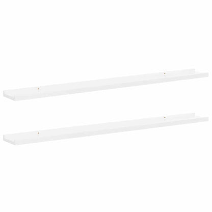 Wandregale 2 Stk. Hochglanz-Weiß 100x9x3 cm
