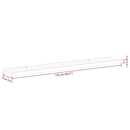 Wandregale 2 Stk. Hochglanz-Weiß 115x9x3 cm