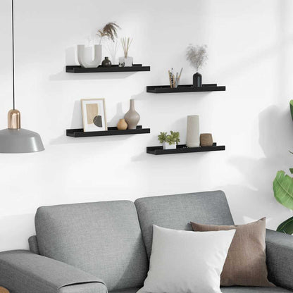 Wandregale 4 Stk. Schwarz 40x9x3 cm