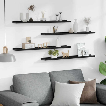 Wandregale 4 Stk. Schwarz 80x9x3 cm