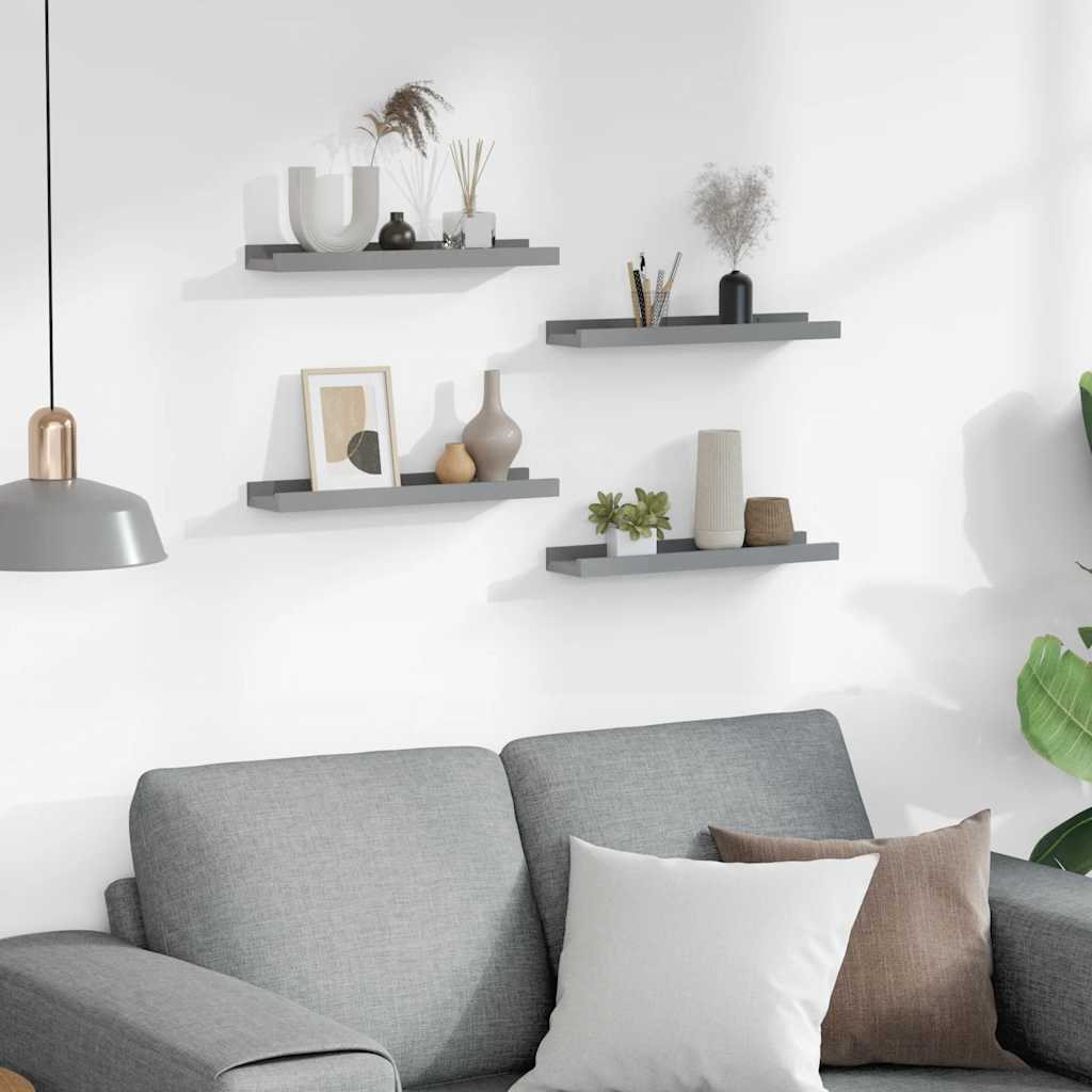 Wandregale 4 Stk. Grau 40x9x3 cm