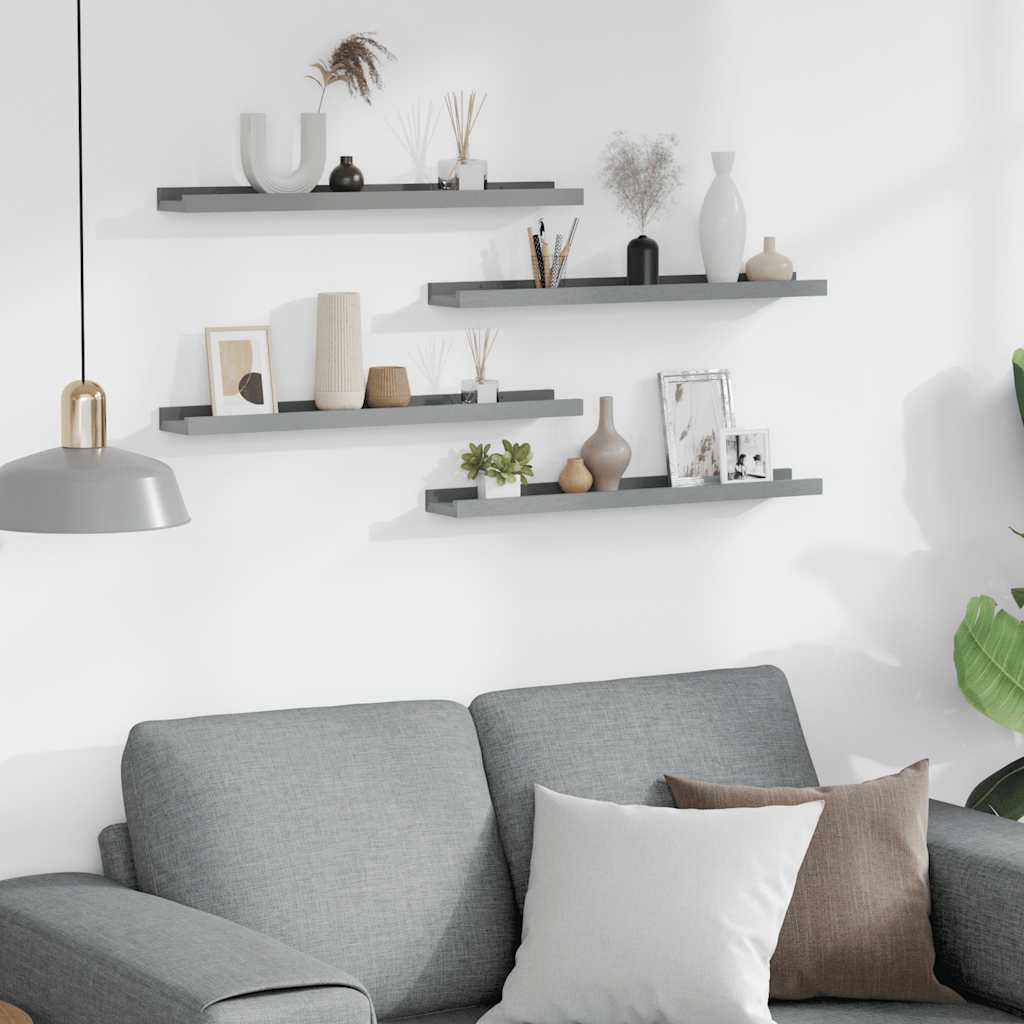 Wandregale 4 Stk. Grau 60x9x3 cm