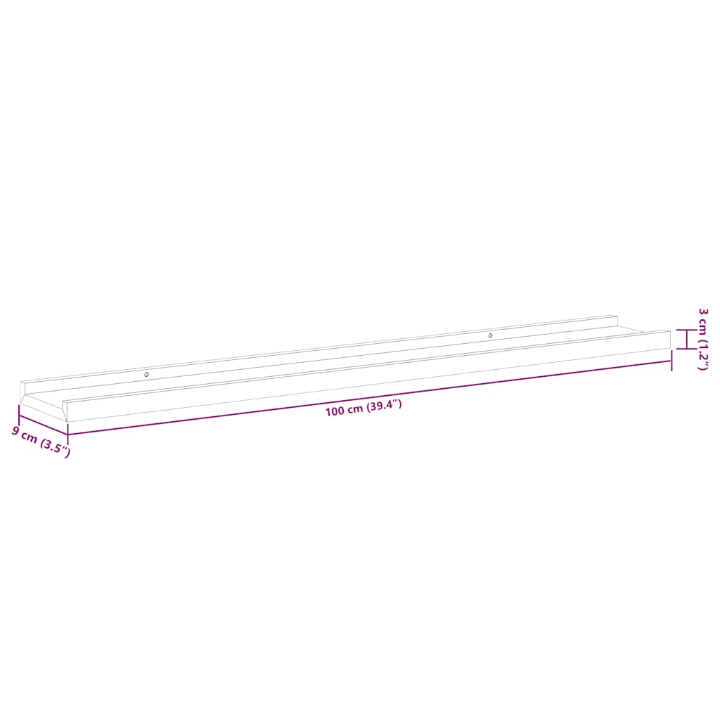 Wandregale 2 Stk. Sonoma-Eiche 100x9x3 cm
