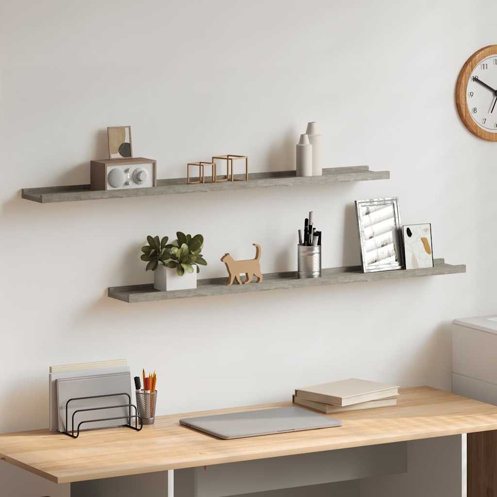 Wandregale 2 Stk. Betongrau 100x9x3 cm