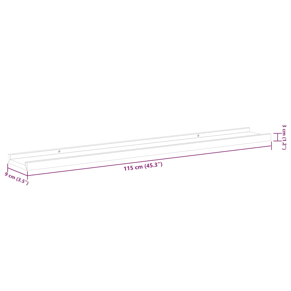 Wandregale 2 Stk. Betongrau 115x9x3 cm
