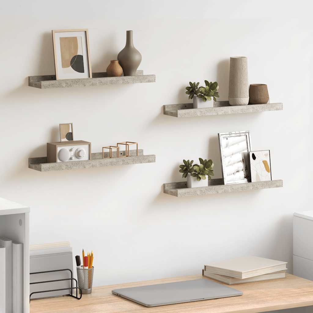 Wandregale 4 Stk. Betongrau 40x9x3 cm