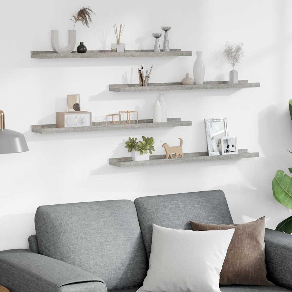 Wandregale 4 Stk. Betongrau 80x9x3 cm