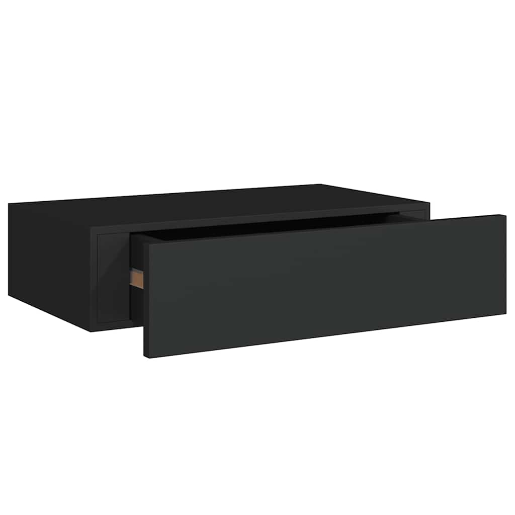 Wandregal mit Schublade Schwarz 40x23,5x10 cm MDF
