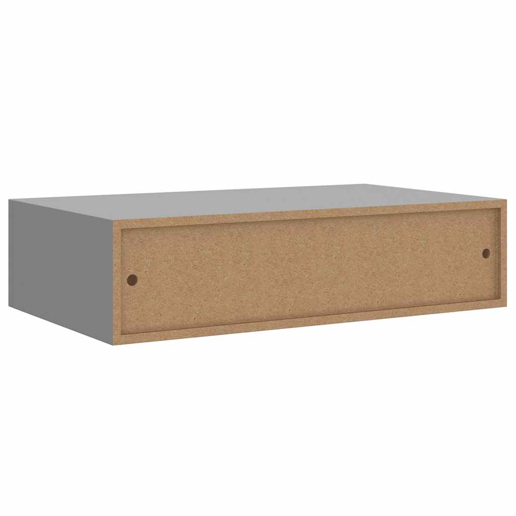 Wandregal mit Schublade Grau 40x23,5x10 cm MDF