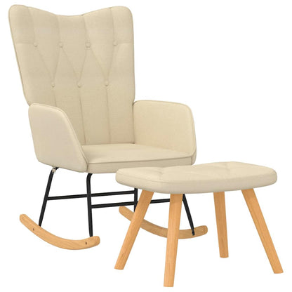 Schaukelsessel mit Hocker Creme Stoff