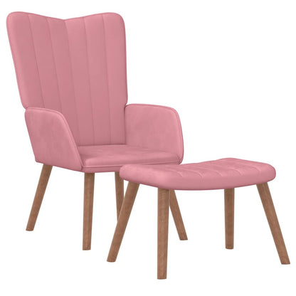 Relaxsessel mit Hocker Rosa Samt