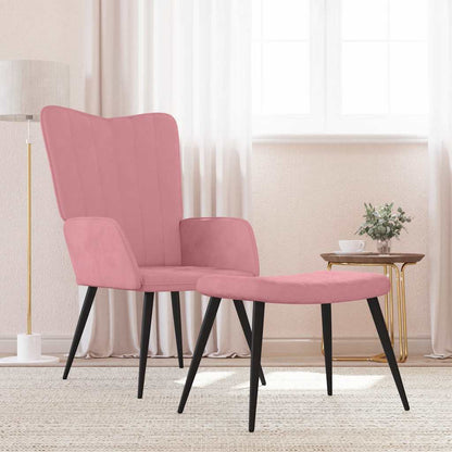 Relaxsessel mit Hocker Rosa Samt