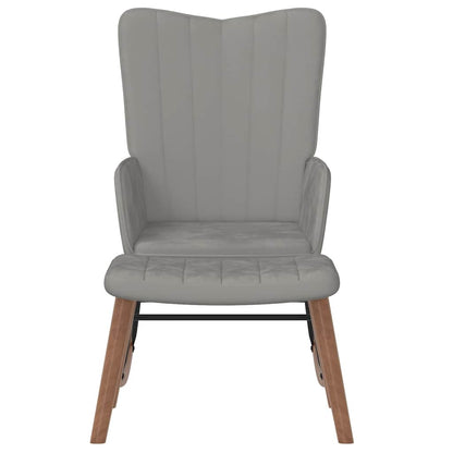 Schaukelsessel mit Hocker Hellgrau Samt